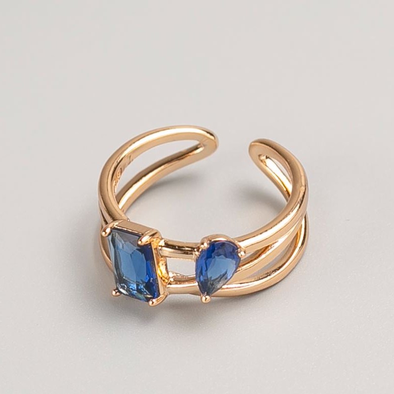 Discount! Xuping Ring in Gold Tone with Blue Stone, Sizes 16, 18