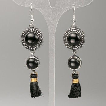 Agate Earrings, diameter about 19.5 mm and 12 mm, length about 8.5 cm