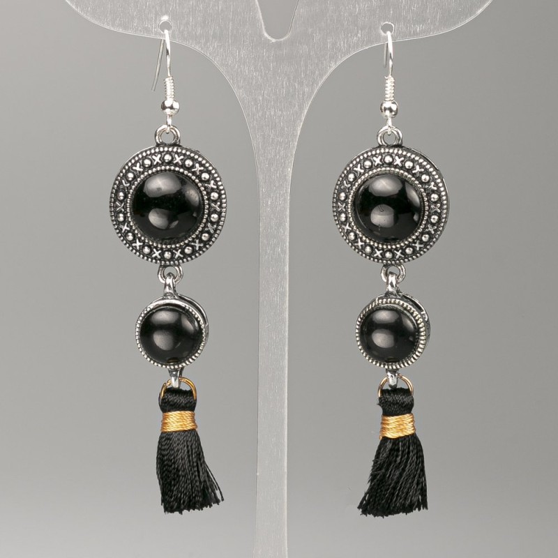 Agate Earrings, diameter about 19.5 mm and 12 mm, length about 8.5 cm