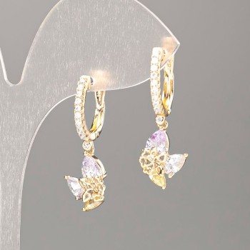 Discount! Xuping Earrings with Multicolored Stones 30x10mm "18K Gold"