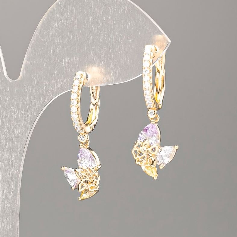 Discount! Xuping Earrings with Multicolored Stones 30x10mm "18K Gold"