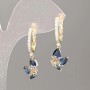 Xuping Earrings 18K Gold-Plated Blue Stone, White Crystals 30x10mm