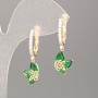 Earrings Xuping 18K Gold Plating with Green Stone and White Crystals, 30x10 mm