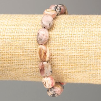 Rhodochrosite natural stone bracelet, tumbled, bead diameter 12×8 mm (±), length 18 cm