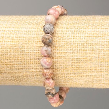 Rhodonite natural stone bracelet, smooth bead, diameter 8(±)mm, length 18cm