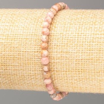 Natural Rhodochrosite Bracelet with Smooth Beads, 4.5 mm Diameter, 18 cm Length