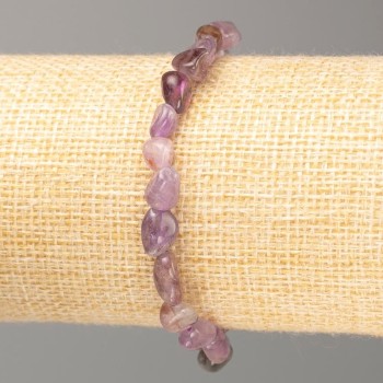 Natural Amethyst Stone Bracelet, Tumbled, Bead Diameter 8x5 mm, Length 18 cm