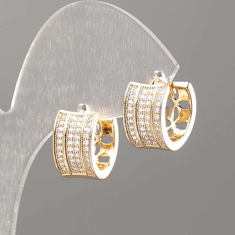 Xuping Earrings 18K Gold Plating with White Crystals, diameter 14x8 mm+
