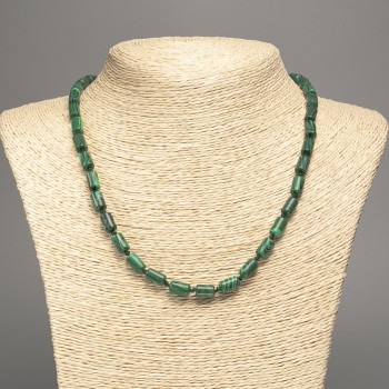 Malachite Necklace (pressed) smooth cylinder, diameter 10x6 mm +-, length 49 cm +