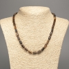 Tiger's Eye Necklace, natural stone, smooth cylindrical beads, diameter 10x6 mm, length 49 cm