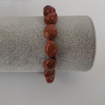 Red jasper bracelet made of natural stone, tumbled beads on elastic, diameter 13x10 mm ±, length 18 cm