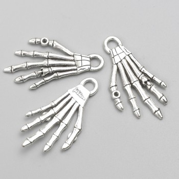 Jewelry Finding: Skeleton Hand Pendant, 35×18 mm, pack of 9 pcs ±, 20 g