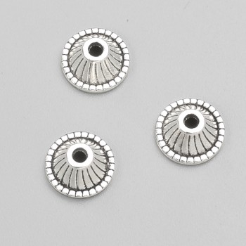 End cap fittings, silver metal color, diameter 10x5 mm (±), packaging -20 g, 30 (±) pcs