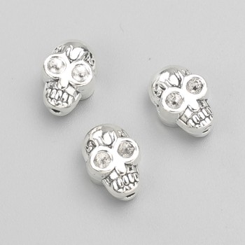 Bead Insert Skull, diameter 11×8×6 mm, pack 20 g, 11 pcs ±, metal color 'Silver'