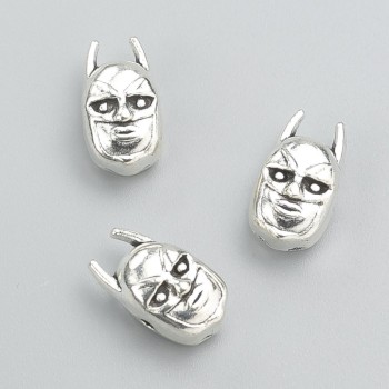 Bead insert 'Batman', diameter 15×8×7mm, pack 20 g, 10 pcs ±, metal color 'silver'