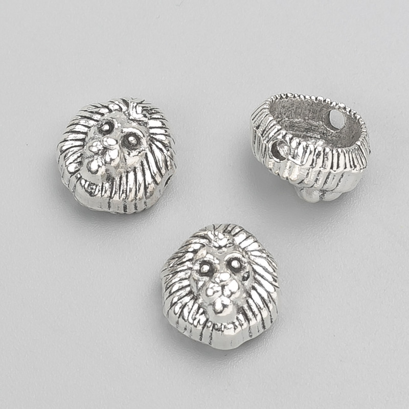 Bead insert Lion, diameter 13x12x9 mm, packaging 20 g, 13 pcs ±, metal color "silver"