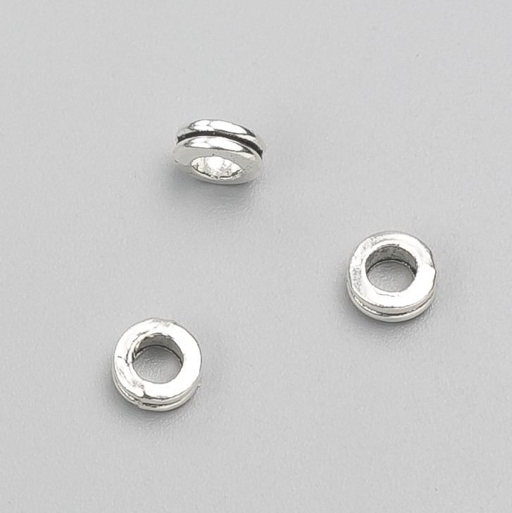 Bead-insert findings, diameter 6×3 mm, pack 20 g, 68 pcs +/- metal color "silver"