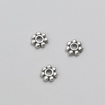 Bead Insert 'Flower', diameter 6x1.5 mm, packaging 20 g, 119 pcs +/-, metal color 'Silver'