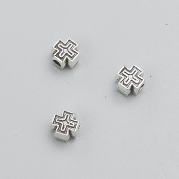 Cross-shaped Bead Insert, Silver, 5 mm Diameter