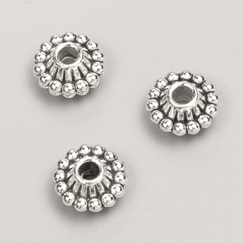 Bead-insertion findings, diameter 11x6 mm, pack 20 g, 16 pcs +/-, metal color 'silver'