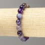 Purple Agate Bracelet with Natural Stone, Faceted Bead, 10 mm Diameter, 18 cm Length on Elastic