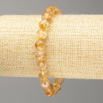 Citrine bracelet, natural stone, faceted beads, 8 mm diameter, 18 cm length on elastic