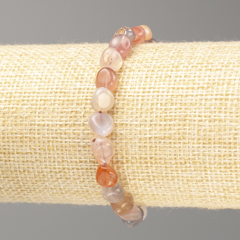 Carnelian bracelet with natural stone, faceted beads on elastic cord, diameter 9x7 mm, length 18 cm