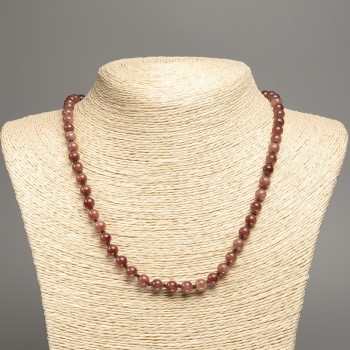 Discount! Necklace 'Jasper' smooth bead, diameter 6mm+-, length 50cm+- made of white nephrite (synthetic dyed)