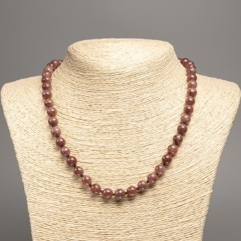 Discount! Jasper Necklace with smooth beads, 8mm diameter, 50 cm length, made of white nephrite (synthetic dyed)