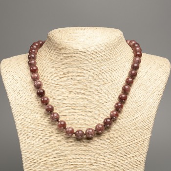 Discount! Jasper Necklace with smooth beads, 10 mm diameter +/-, 50 cm length +/-, made of white nephrite (synthetic dyed)