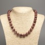 Necklace 'Jasper' with smooth beads, 12 mm diameter, 50 cm length, made of white nephrite (synthetic-dyed)