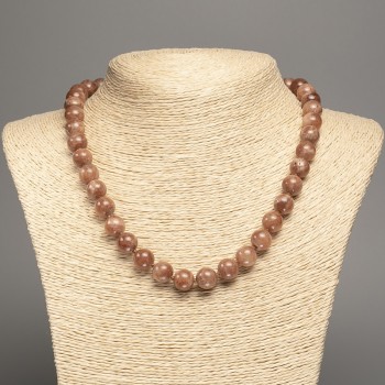 Discount! Necklace 'Jasper' with smooth beads, 10 mm diameter ±, 50 cm length ±, made of white nephrite (synthetic coloring)