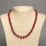 Sale! Necklace 'Carnelian' with smooth beads, diameter about 8 mm, length about 50 cm, made from white nephrite (synthetic dyed).