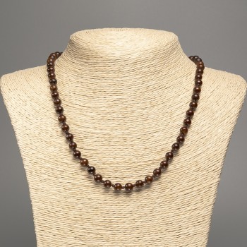 Sale! Tiger's Eye Necklace with smooth beads, 6 mm diameter ±, 50 cm length ±, made of white nephrite (synthetic dyed)