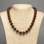 Discount! Tiger's Eye Bead Necklace, smooth beads, diameter 12 mm +/-, length 50 cm +/-, made of white nephrite (synthetically dyed)