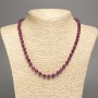 Discount! Burgundy "Tourmaline" Necklace with smooth beads, 6 mm diameter, length about 50 cm, made from white nephrite (synthetic dyed)