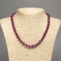 Discount! Burgundy "Tourmaline" necklace with smooth beads, 8mm diameter, 50cm length, made from white jade (synthetically dyed)