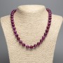 Discount! Burgundy Tourmaline Necklace with smooth beads, 12 mm diameter, approx. 50 cm long, made from white nephrite stone (synthetically dyed)