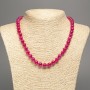 Discount! Raspberry Tourmaline Necklace, smooth beads, 8 mm diameter ±, length 50 cm ±, made of white nephrite (synthetic dyed)