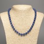 Discount! Blue 'Azurite' Necklace with a Smooth Bead, 8 mm diameter ±, 50 cm length ±, from White Nephrite (synthetic coloring)