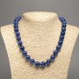 Sale! Blue Lazurite Necklace with a smooth bead, 12mm diameter +/-, 50cm length +/-, made from white nephrite stone (synthetically dyed)