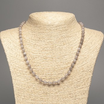 Sale! Necklace 'Labrador' smooth bead, 6 mm diameter ±, 50 cm length ±, made of white nephrite (synthetic dye)