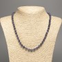 Discount! Charoite Necklace with smooth beads, 6 mm diameter ±, length 50 cm ±, made of white nephrite stone (synthetic dyed)