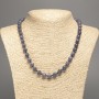 Necklace 'Charoite' – smooth beads, 8 mm diameter, approx. 50 cm length, made from white nephrite (synthetic dyed)