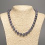 Discount! Charoite Necklace with smooth beads, 10 mm diameter, 50 cm length +/- made from white nephrite stone (synthetic dyed)