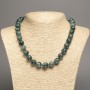 Discount! Blue Denim Apatite Necklace with smooth beads, 12 mm diameter, ± 50 cm length, made of white jade (synthetic-dyed)