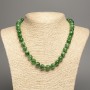 Discount! Green 'Chrysoprase' Necklace, smooth beads, diameter 10mm±, length 50cm±, from white nephrite stone (synthetically dyed)