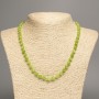 Discount! Green 'Onyx' Necklace with Smooth Beads, 6 mm Diameter, 50 cm Length, Made of White Nephrite (Synthetic-Dyed)