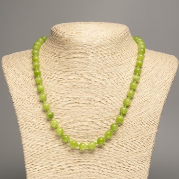 Sale! Green 'Onyx' Necklace with smooth beads, 8 mm diameter, 50 cm length, made of white nephrite (synthetic dyed)
