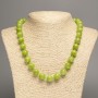 Sale! Green 'Onyx' smooth bead necklace, diameter 12mm±, length 50cm±, made of white nephrite (synthetic dyed)